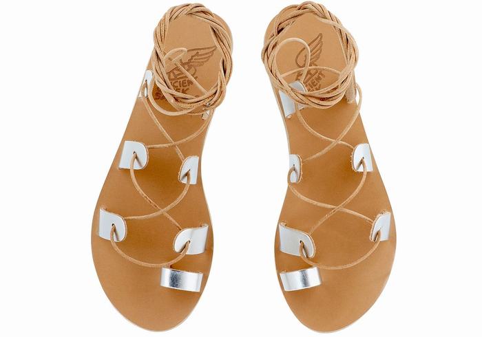 Sandali Da Gladiatore Ancient Greek Sandals Alcyone Leather Donna Argento | EIZ61100OX