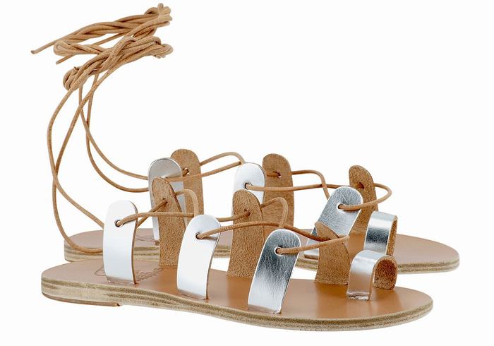 Sandali Da Gladiatore Ancient Greek Sandals Alcyone Leather Donna Argento | EIZ61100OX