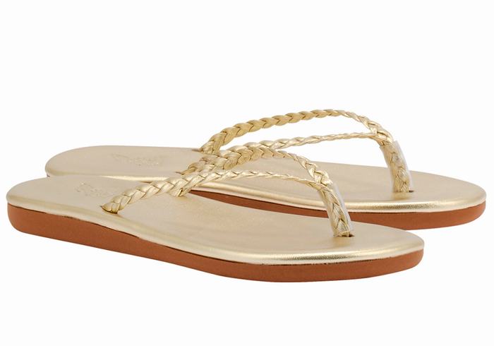 Sandali Intrecciati Ancient Greek Sandals Plage Flip Flop Donna Oro Bianche | FST9957BF