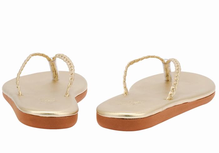 Sandali Intrecciati Ancient Greek Sandals Plage Flip Flop Donna Oro Bianche | FST9957BF