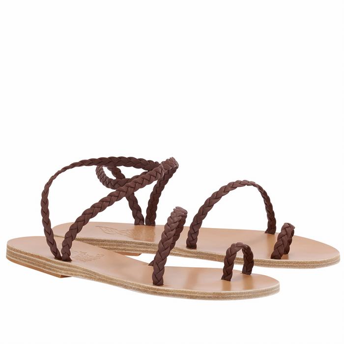 Sandali Intrecciati Ancient Greek Sandals Eleftheria Leather Donna Caffè | UCM6817UB