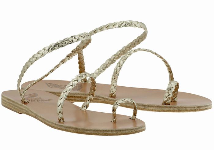 Sandali Intrecciati Ancient Greek Sandals Eleftheria Leather Donna Oro Bianche | BBG2730IT