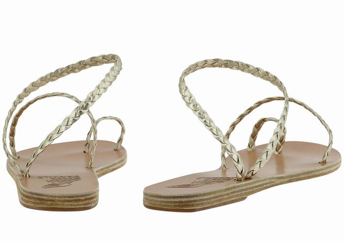 Sandali Intrecciati Ancient Greek Sandals Eleftheria Leather Donna Oro Bianche | BBG2730IT