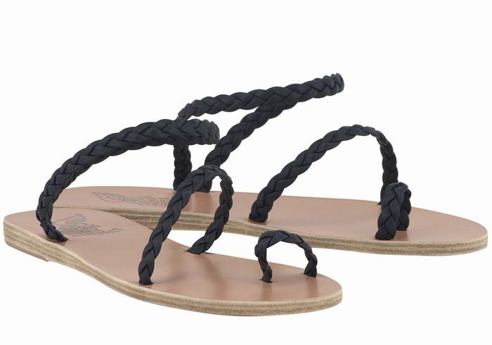 Sandali Intrecciati Ancient Greek Sandals Eleftheria Leather Donna Blu Scuro | EBC2927TZ