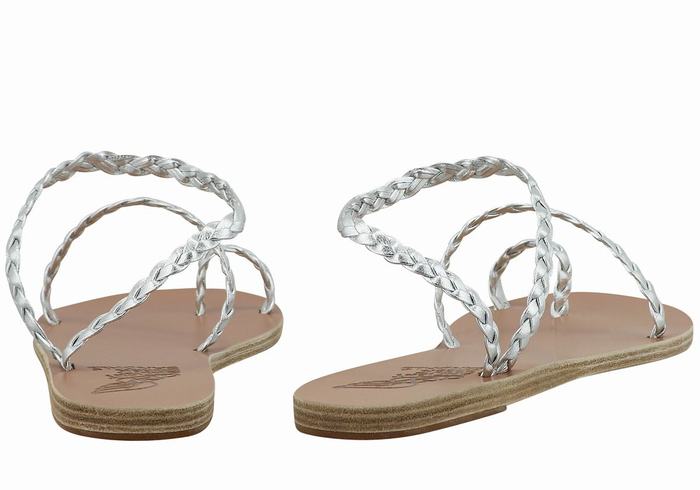 Sandali Intrecciati Ancient Greek Sandals Eleftheria Leather Donna Argento | VTQ6665EL