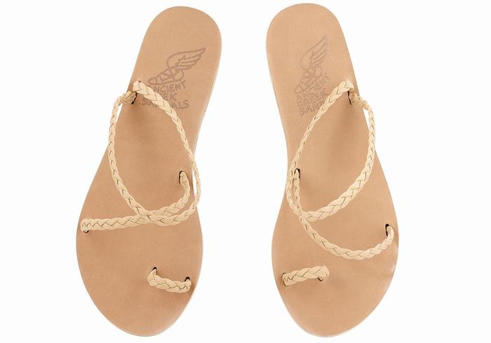 Sandali Intrecciati Ancient Greek Sandals Eleftheria Leather Donna Beige | RJP8867CX