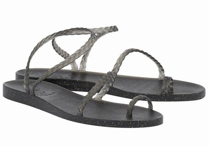 Sandali Intrecciati Ancient Greek Sandals Eleftheria Donna Nere Oro | CMC1114HN