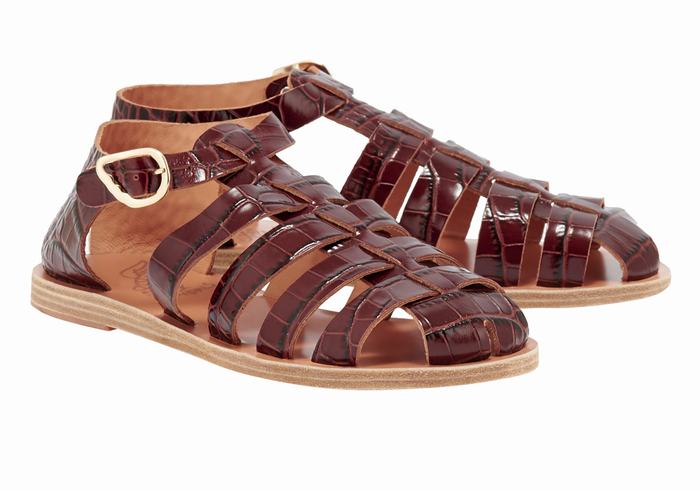 Sandali Pescatore Ancient Greek Sandals Homeria Donna Rosse Scuro Nere | QYX55100SL