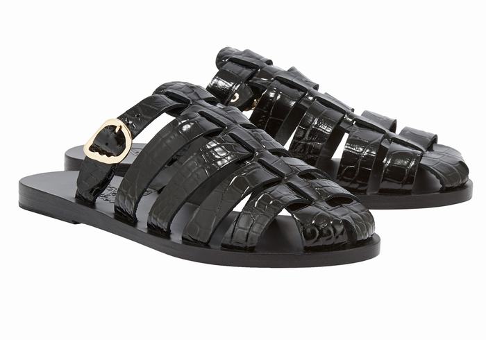 Sandali Pescatore Ancient Greek Sandals Cosmia Donna Nere | FJA9799QL