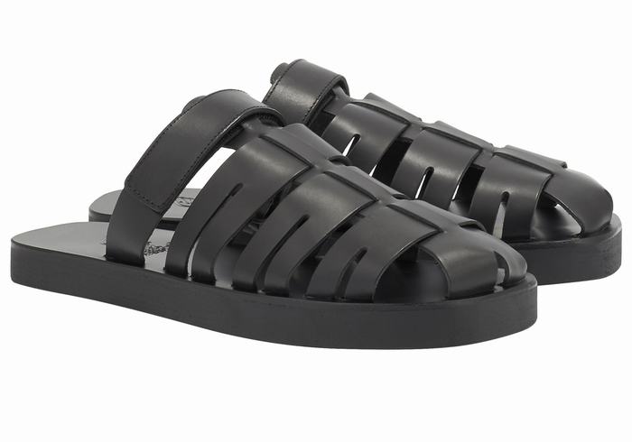 Sandali Pescatore Ancient Greek Sandals Filoklis Leather Uomo Nere | GAD465UU