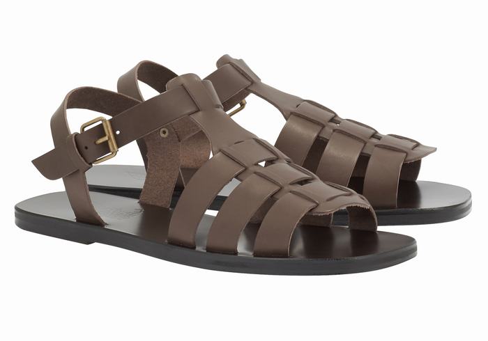 Sandali Pescatore Ancient Greek Sandals Ektoras Leather Uomo Cioccolato | KPT4174HZ