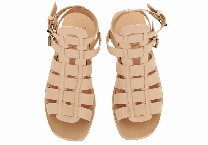 Sandali Pescatore Ancient Greek Sandals Alexandros Leather Uomo Beige | XQY7133SX