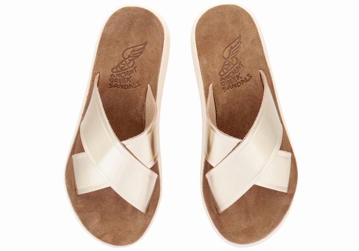 Sandali Scorrevoli Ancient Greek Sandals Thais Comfort Donna Oro Bianche | UFM6390AZ