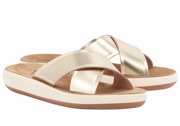 Sandali Scorrevoli Ancient Greek Sandals Thais Comfort Donna Oro Bianche | UFM6390AZ