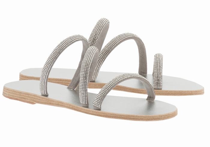 Sandali Scorrevoli Ancient Greek Sandals Polytimi Diamante Donna Argento | ULB509YS