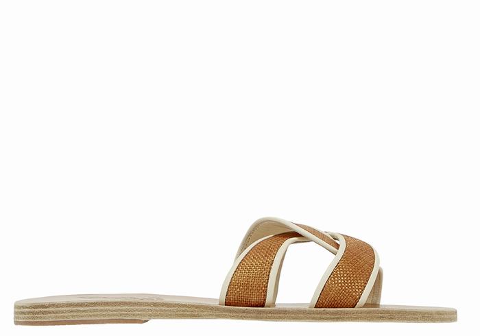 Sandali Scorrevoli Ancient Greek Sandals Desmos Donna Marroni Bianche | NIA8569OK