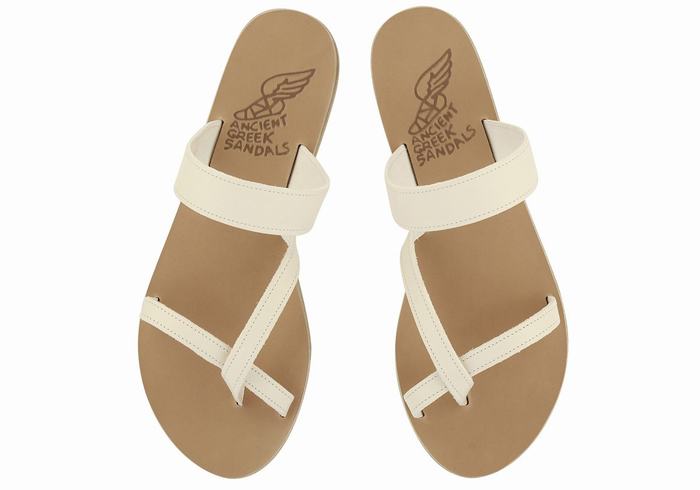 Sandali Scorrevoli Ancient Greek Sandals Daphnae Leather Donna Bianche | YVI7971QU