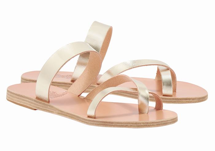 Sandali Scorrevoli Ancient Greek Sandals Daphnae Leather Donna Oro Bianche | XIS5793FU