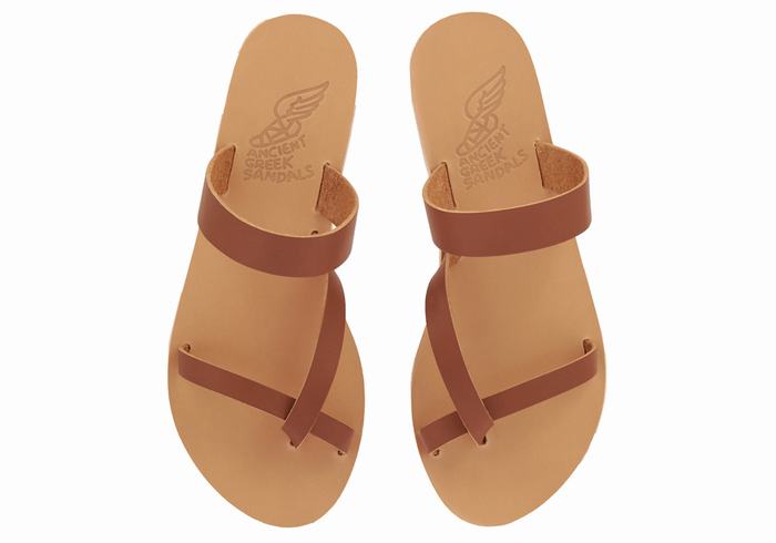 Sandali Scorrevoli Ancient Greek Sandals Daphnae Leather Donna Marroni Scuro | WHV417YA