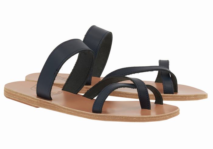 Sandali Scorrevoli Ancient Greek Sandals Daphnae Leather Donna Blu Scuro | HHU3982MG