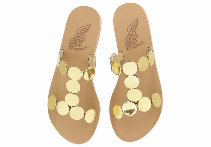 Sandali Scorrevoli Ancient Greek Sandals Uranos Leather Donna Oro | OKV9635VF