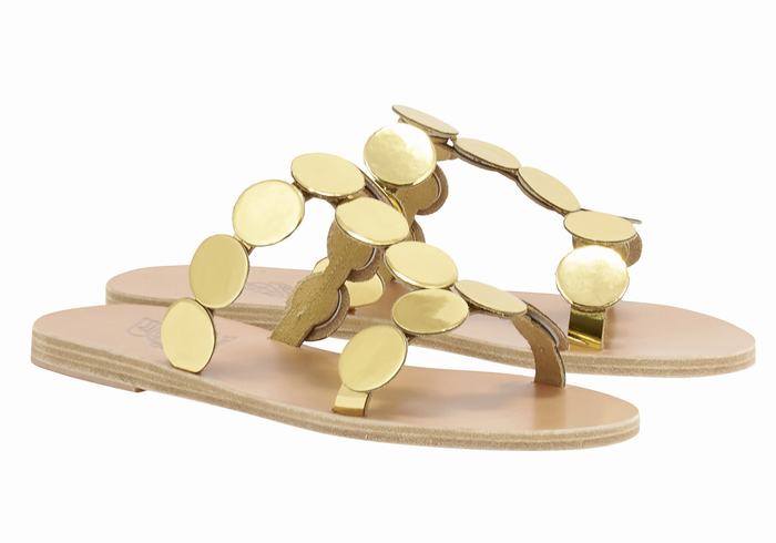 Sandali Scorrevoli Ancient Greek Sandals Uranos Leather Donna Oro | OKV9635VF