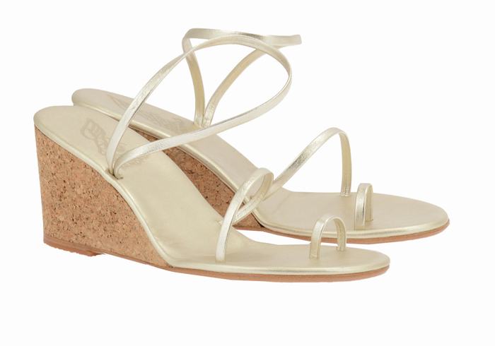 Sandali Zeppa Ancient Greek Sandals Chora Mid Donna Oro Bianche | SXA3380PX