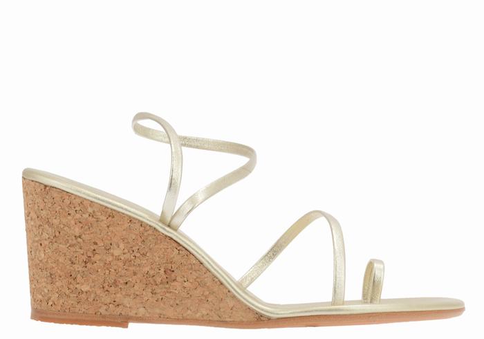 Sandali Zeppa Ancient Greek Sandals Chora Mid Donna Oro Bianche | SXA3380PX