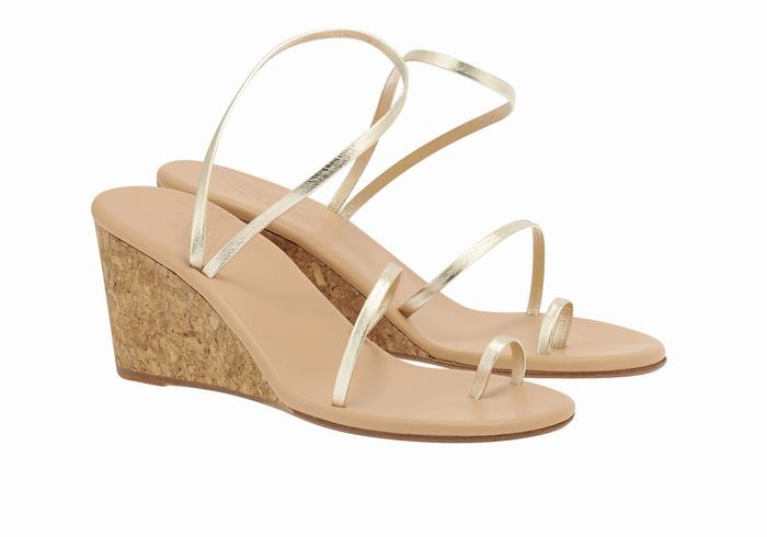 Sandali Zeppa Ancient Greek Sandals Chora Mid Donna Oro Bianche | FMB2482HW