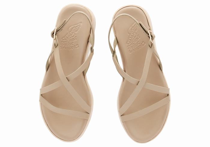 Sandali con Plateau Ancient Greek Sandals Silia Leather Donna Grigie Marroni | QOG9381EW