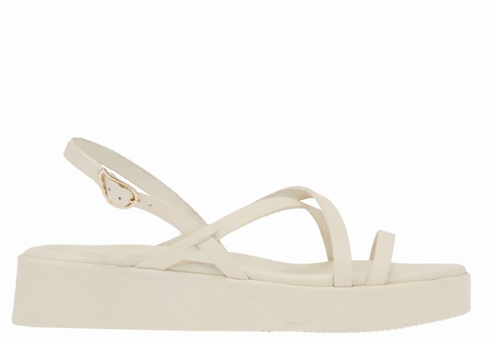 Sandali con Plateau Ancient Greek Sandals Silia Leather Donna Bianche | ABD7528KS