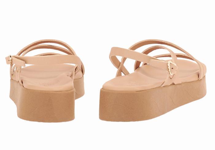 Sandali con Plateau Ancient Greek Sandals Silia Leather Donna Beige | IDI614SO