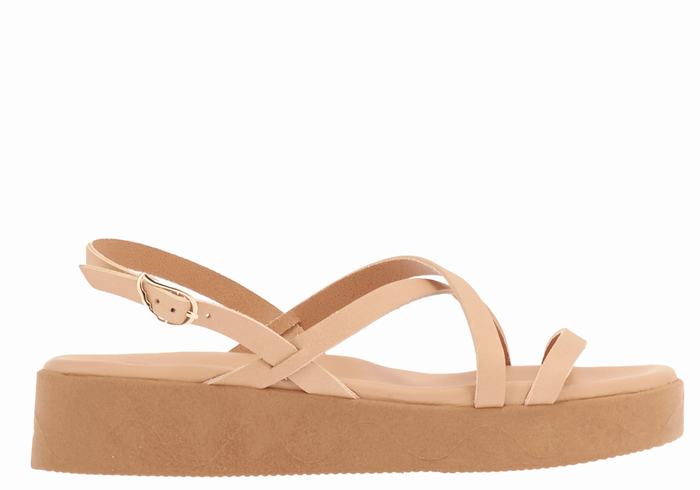 Sandali con Plateau Ancient Greek Sandals Silia Leather Donna Beige | IDI614SO