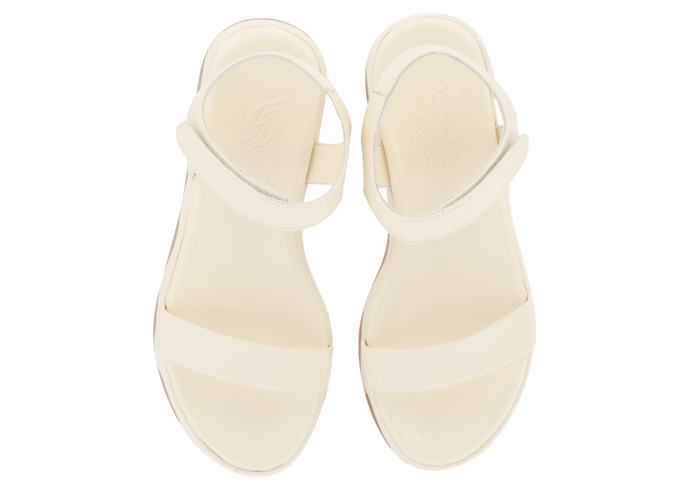 Sandali con Plateau Ancient Greek Sandals Salamina Leather Donna Bianche Marroni | FVQ4020ER