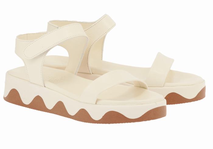 Sandali con Plateau Ancient Greek Sandals Salamina Leather Donna Bianche Marroni | FVQ4020ER