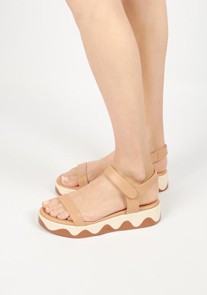 Sandali con Plateau Ancient Greek Sandals Salamina Leather Donna Beige Bianche | TTV5532AD