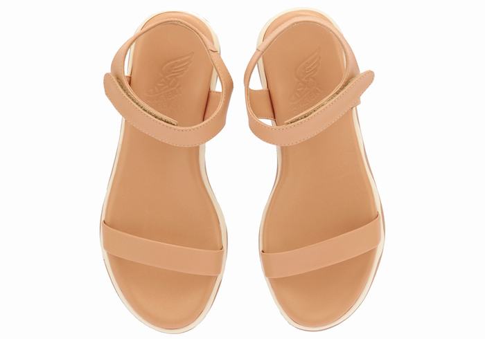 Sandali con Plateau Ancient Greek Sandals Salamina Leather Donna Beige Bianche | TTV5532AD