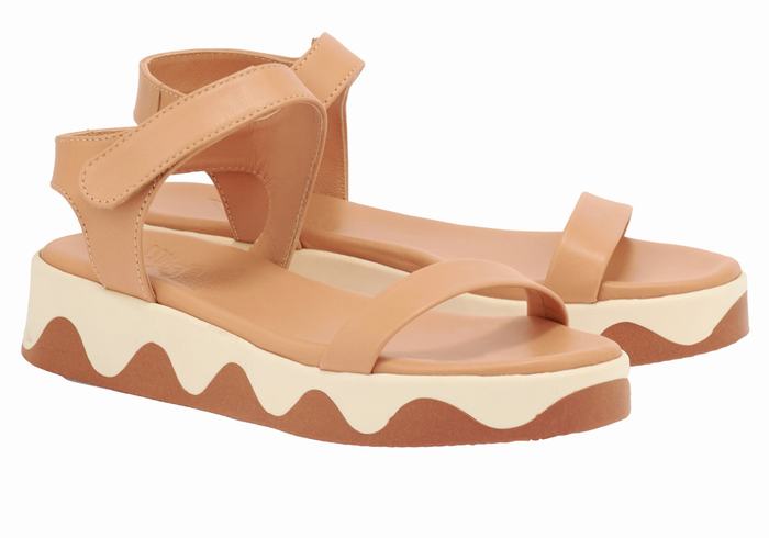 Sandali con Plateau Ancient Greek Sandals Salamina Leather Donna Beige Bianche | TTV5532AD