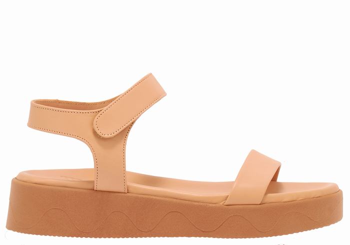 Sandali con Plateau Ancient Greek Sandals Salamina Leather Donna Beige | ZBA2081JZ