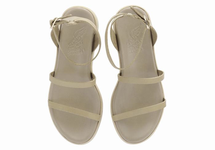 Sandali con Plateau Ancient Greek Sandals Nissida Leather Donna Grigie Marroni | WWY961KL