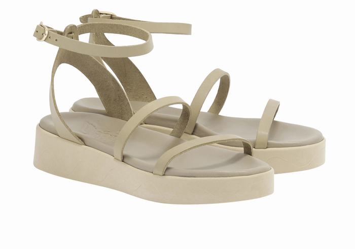 Sandali con Plateau Ancient Greek Sandals Nissida Leather Donna Grigie Marroni | WWY961KL