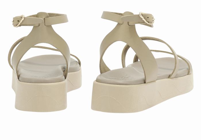 Sandali con Plateau Ancient Greek Sandals Nissida Leather Donna Grigie Marroni | WWY961KL