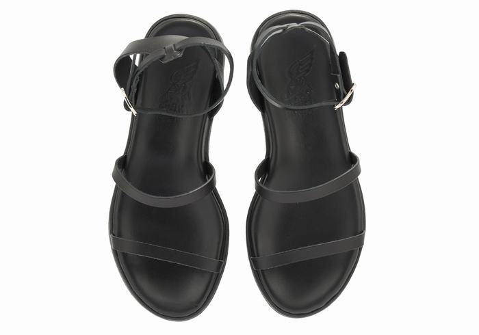 Sandali con Plateau Ancient Greek Sandals Nissida Leather Donna Nere | RDT7282YK