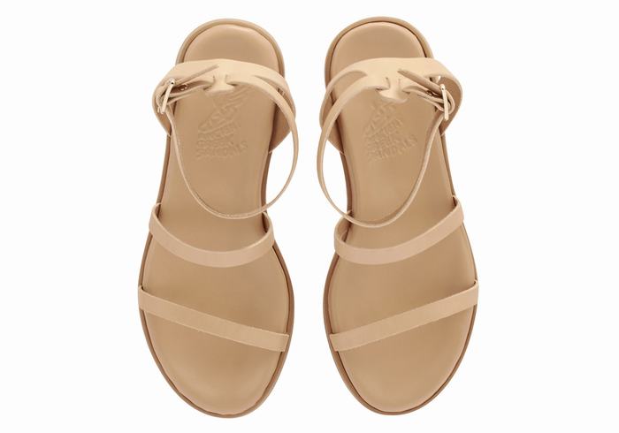 Sandali con Plateau Ancient Greek Sandals Nissida Leather Donna Beige | DLF5365SE