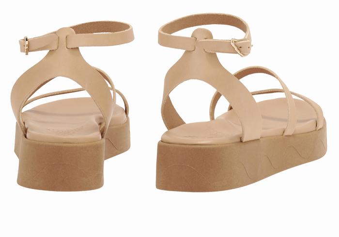 Sandali con Plateau Ancient Greek Sandals Nissida Leather Donna Beige | DLF5365SE