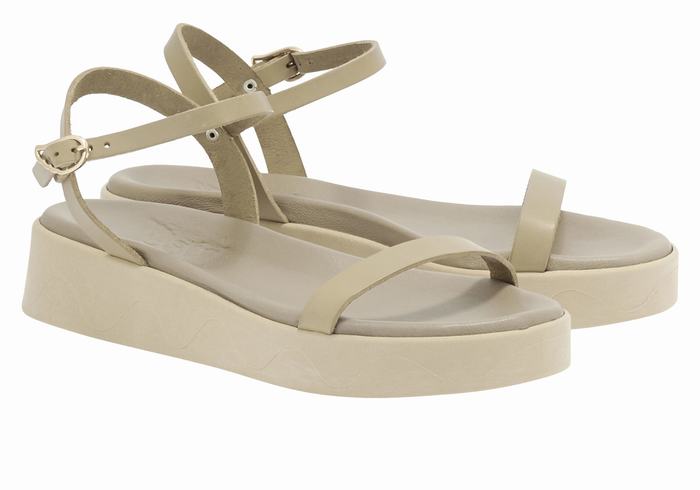 Sandali con Plateau Ancient Greek Sandals Irida Leather Donna Grigie Marroni | WWZ6321XF