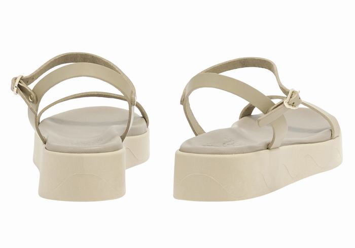 Sandali con Plateau Ancient Greek Sandals Irida Leather Donna Grigie Marroni | WWZ6321XF