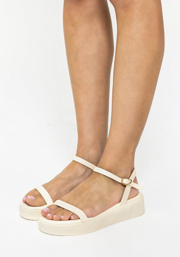 Sandali con Plateau Ancient Greek Sandals Irida Leather Donna Bianche | BRE6840VN