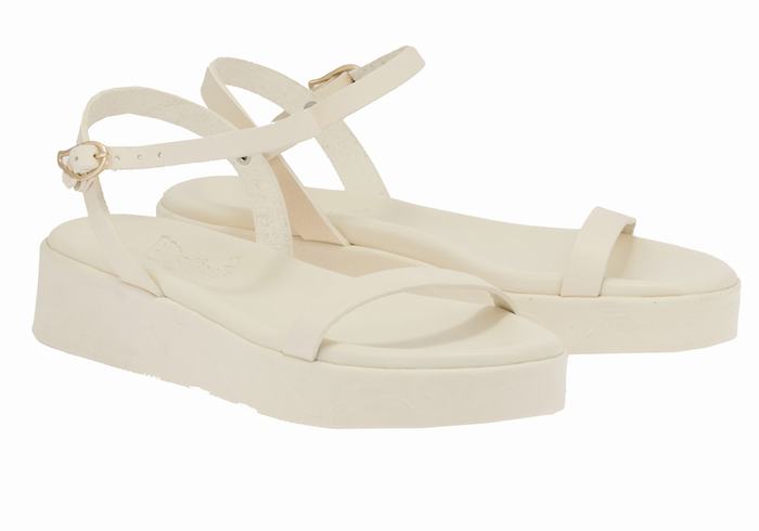 Sandali con Plateau Ancient Greek Sandals Irida Leather Donna Bianche | BRE6840VN