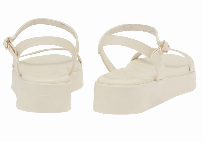 Sandali con Plateau Ancient Greek Sandals Irida Leather Donna Bianche | BRE6840VN